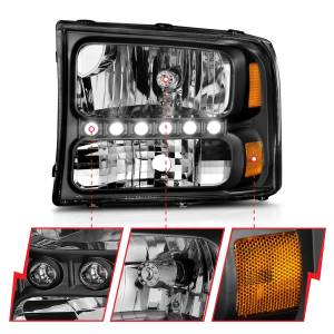 Anzo USA - 111106 | Anzo USA Crystal Headlights Black w/ LED 1pc (2000-2004 Excursion | 1999-2004 F250, F350 Super Duty) - Image 2
