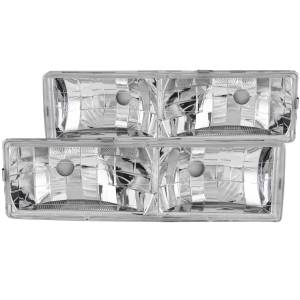 111136 | Anzo USA Crystal Headlights Chrome w/o Bulbs (1988-1998 C,K1500, 2500 | 1988-2000 C,K3500 | 1992-1999 Suburban, Tahoe, Yukon)