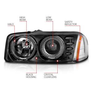 Anzo USA - 111192 | Anzo USA Projector Headlights w/ RX Halo Black (1999-2006 Sierra 1500, 2500, 3500 | 2000-2006 Yukon) - Image 3