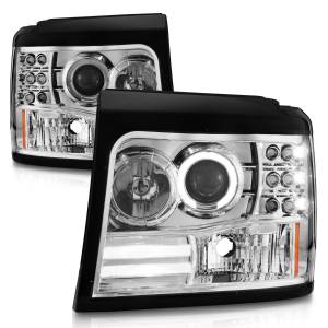 111183 | Anzo USA Projector Headlights w/ Halo Chrome (1992-1996 F150, Bronco | 1992-1998 F250, F350)