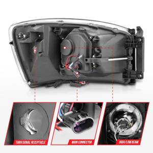 Anzo USA - 111210 | Anzo USA Projector Headlights w/ Halo Chrome (2006-2008 Ram 1500 | 2006-2009 Ram 2500, 3500) - Image 4