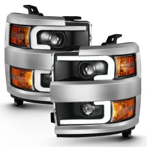 111359 | Anzo USA Projector Headlights w/ Plank Style Black (2015-2019 Silverado 2500 HD, 3500 HD)