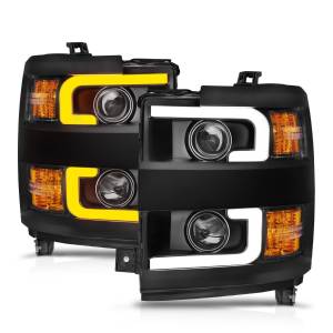 Anzo USA - 111364 | Anzo USA Projector Headlights Switchback Black w/Black Trim (2015-2019 Silverado 2500 HD, 3500 HD) - Image 3