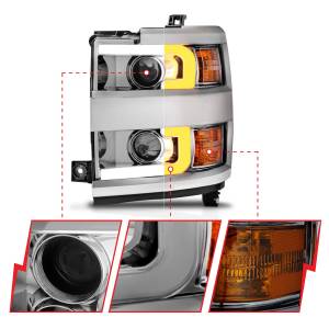 Anzo USA - 111366 | Anzo USA Projector Headlights w/ Switchback Chrome w/ Chrome Trim (2015-2019 Silverado 2500 HD, 3500 HD) - Image 2
