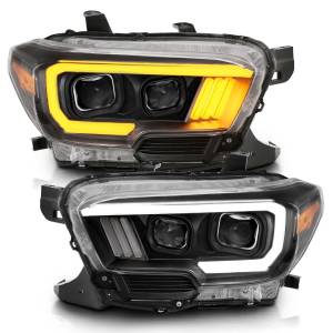 111396 | Anzo USA Projector Headlights Plank Style w/ Switchback Black (2016-2023 Tacoma)