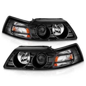 121042 | Anzo USA Projector Headlights Black (1999-2004 Mustang)