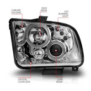 Anzo USA - 121162 | Anzo USA Projector Headlights w/ Halo Chrome (2005-2009 Mustang) - Image 4