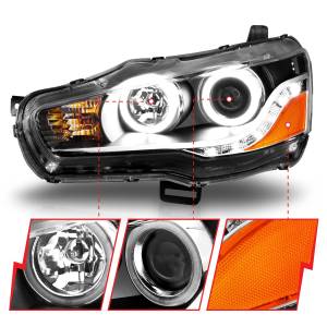 121428 | Anzo USA Projector Headlights w/ Halo Black (2008-2015 Lancer)