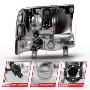 Anzo USA - 111457 | Anzo USA Crystal Headlight w/ Corner Light Black (2000-2004 Excursion | 1999-2004 F250, F350 Super Duty) - Image 3