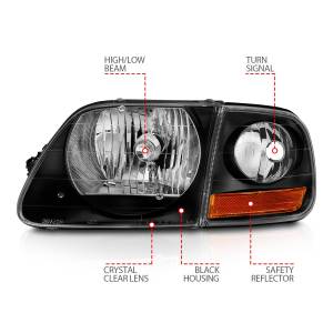 Anzo USA - 111460 | Anzo USA Crystal Headlight Black w/ Parking Light (1997-2003 F150 Pickup) - Image 3