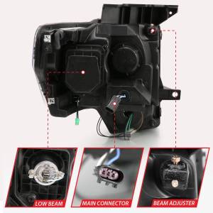 Anzo USA - 111469 | Anzo USA Projector Headlight w/ Light Bar G4  w/Switchback Black (2009-2014 F150 Pickup) - Image 3