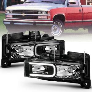 Anzo USA - 111498 | Anzo USA Crystal Headlights With Light Bar Black Housing (1988-1998 C,K1500, 2500 | 1988-2000 C/K3500 | 1992-1999 Suburban, Tahoe, Yukon) - Image 6