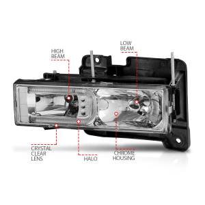 Anzo USA - 111499 | Anzo USA Crystal Headlights With Light Bar Chrome Housing (1988-1998 C,K1500, 2500 | 1988-2000 C/K3500 | 1992-1999 Suburban, Tahoe, Yukon) - Image 4