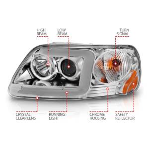 Anzo USA - 111504 | Anzo USA Projector Headlights w/ Light Bar Chrome Housing (1997-2003 F150 | 1997-2002 Expedition) - Image 4
