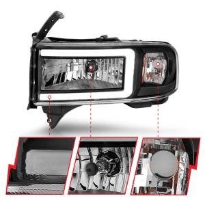 Anzo USA - 111554 | Anzo USA Crystal Headlights w/ Light Bar Black Housing (1994-2001 Ram 1500 | 1994-2002 Ram 2500, 3500) - Image 2
