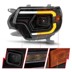Anzo USA - 111556 | Anzo USA Projector Headlights w/ Light Bar Switchback Black Housing (2012-2015 Tacoma) - Image 2