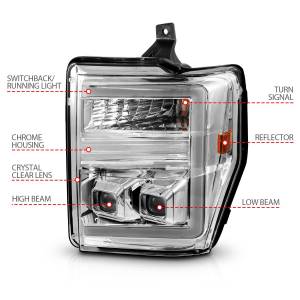 Anzo USA - 111587 | Anzo USA Projector Headlights w/ Light Bar Switchback Chrome Housing (2008-2010 F250, F350 Super Duty) - Image 3