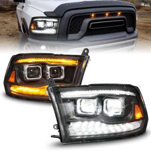 Anzo USA - 111595 | Anzo USA Full Led Square Dual Projector Headlights w/ Switchback Light Bar Black Housing (2009-2018 Ram 1500 | 2010-2018 Ram 2500, 3500) - Image 7