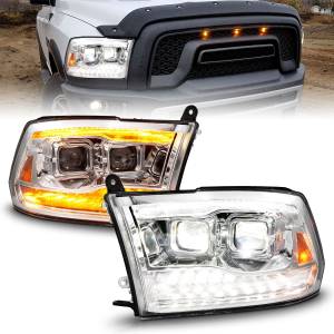Anzo USA - 111596 | Anzo USA Full Led Square Dual Projector Headlights w/ Switchback Light Bar Chrome Housing (2009-2018 Ram 1500 | 2010-2018 Ram 2500, 3500) - Image 7
