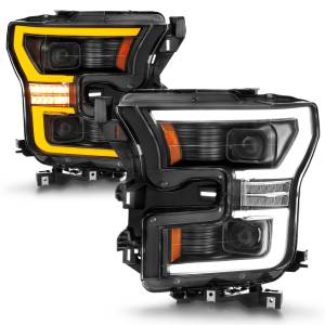 Anzo USA - 111604 | Anzo USA Black Led Projector Headlights Sequential Plank DRL w/ Initiation Light (2015-2017 F150 Pickup) - Image 1