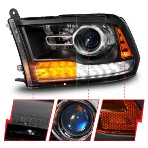 Anzo USA - 111608 | Anzo USA Led Plank Style Projector Headlights w/ switchback + sequential Gloss Black (2009-2018 Ram 1500 | 2010-2018 Ram 2500, 3500) - Image 2