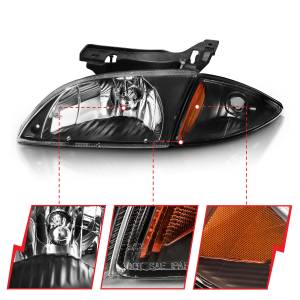 Anzo USA - 121019 | Anzo USA Crystal Headlights Black Amber (2000-2002 Cavalier) - Image 2