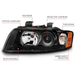 Anzo USA - 121528 | Anzo USA Projector Headlight Black G2 (2002-2005 A4) - Image 4