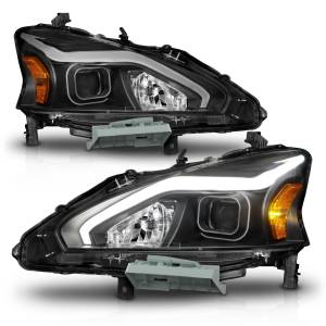 121569 | Anzo USA Projector Headlights w/ Light Bar Black Housing (2013-2015 Altima 4dr)