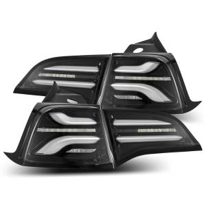 601030 | AlphaRex PRO-Series LED Tail Lights For Tesla Model Y (2020-2024) | With Stock Amber Turn Signal | Jet Black
