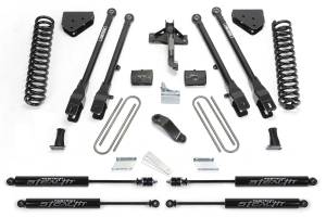 FTSK2212M | Fabtech 4 Inch 4 Link System With Coils and Stealth Shocks (2008-2016 F250, F350 Super Duty 4WD)