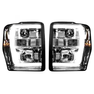 Recon Truck Accessories - 264196CLC | Recon Projector Headlights OLED Halos DRL Clear/Chrome (2008-2010 F250, F350 Super Duty) - Image 1