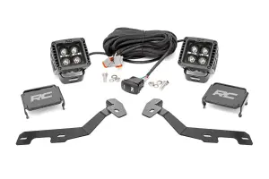 82292 | Rough Country LED Ditch Light Kit For Ram 1500 | Black Series With White DRL