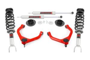 31440RED | Rough Country 3.5 Inch Lift Kit For Ram 1500 2WD/4WD | Red Arm Finish, M1 Struts With M1 Rear Shocks