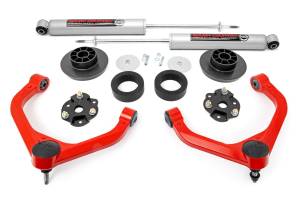 Rough Country - 31430RED | Rough Country 3.5 Inch Lift Kit For Ram 1500 2WD/4WD | Red Arm Finish, Struts Spacers - Image 1