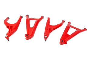 97041RED | Rough Country Aluminum Control Arms For Can-Am Defender HD 5/ HD 8 / HD 9 / HD 10 | Red Finish, High Clearance With 2 Inch Forward Offset