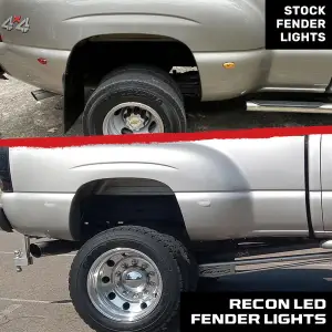 Recon Truck Accessories - 264133WHCL |ÊRecon Dually Fender Lenses (4-Piece Set) w/ 4 White LED Lights in Clear (1999-2014 Silverado, Sierra 3500) - Image 6