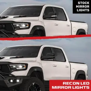 Recon Truck Accessories - 264246WHBKS |ÊReconÊSide Mirror Lenses Scanning LED Turn Signals White LED in Smoked (2019-2024 Ram 1500) - Image 4