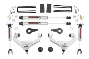 97570 | Rough Country 3.5 Inch Lift Kit For Chevrolet Silverado/GMC Sierra 2500HD/3500HD 2WD/4WD | Factory Rear Overload Springs, Aluminum Finish Control Arm, V2 Monotube Shocks