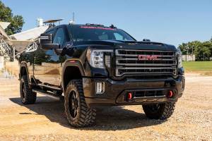Rough Country - 97740RED | Rough Country 3 Inch Lift Kit For Chevrolet Silverado / GMC Sierra 2500 HD & 3500 HD 2WD/4WD | Red Finish Arms, With Factory Rear Overloads, M1 Monotube Shocks - Image 4