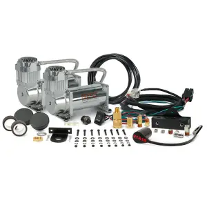 80300 | VIAIR Dual 400C VMS Air Compressor With Cradle Bracket 12 Volt In Chrome | 150 PSI, Max Air Tank Size 10.0 Gallon