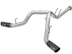 49-03092-B | aFe Power ATLAS 4 Inch Aluminized Steel DPF-Back Exhaust System Ford Diesel Trucks V8-6.7L (td) | Black Tips