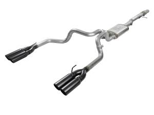 49-34102-B | aFe Power Vulcan Series 4 Inch To Dual 3 Inch 304 Stainless Steel Cat-Back Exhaust System For GM Silverado/Sierra 1500 V8-6.2L | Black Tip