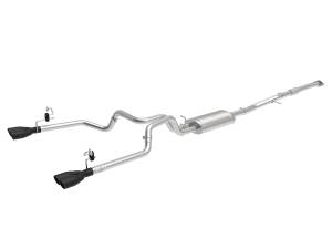 49-34110-B | aFe Power Vulcan Series 3 Inch To Dual 2-1/2 Inch 304 Stainless Steel Cat-Back Exhaust System For GM Silverado/Sierra 1500 L4-2.7L (t) | Black Tips