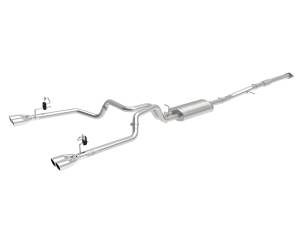 49-34110-P | aFe Power Vulcan Series 3 Inch To Dual 2-1/2 Inch 304 Stainless Steel Cat-Back Exhaust System For GM Silverado/Sierra 1500 L4-2.7L (t) | Black Tips
