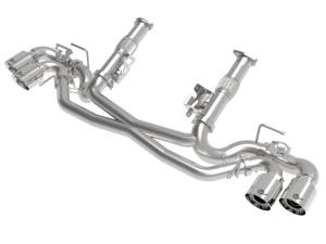 49-34124NM-P | aFe Power MACH Force-Xp 304 Stainless Steel Cat-Back Exhaust Without Muffler Polished (With NPP) For Chevrolet Corvette (C8) V8-6.2L | Polished Tips