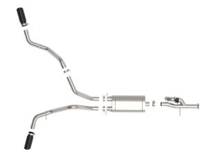 Afe - Advance Flow Engineering - 49-34133-B | AFE Power Gemini XV 3 IN 304 Stainless Steel Cat-Back Exhaust System w/ Cut-Out Black (2009-2018 Silverado, Sierra 1500 V6-4.3/V8-4.8/5.3L) - Image 2