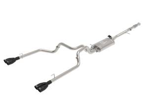 49-34139-B | aFe Power Gemini XV 3 Inch To Dual 2-1/2 Inch 304 Stainless Steel Cat-Back Exhaust System With Cut-Out Black For GM Silverado/Sierra 1500 V8-5.3L | Black Tips