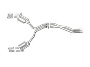 Afe - Advance Flow Engineering - 49-36427-P | AFE Power MACH Force-Xp 3 IN to 2-1/2 IN Stainless Steel Cat-Back Exhaust System Polished (2018-2020 RS5 V6-2.9L tt) - Image 2