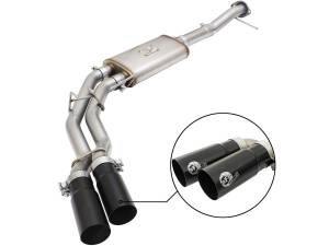 49-43080-B | AFE Power Rebel Series 3 IN to 2-1/2 IN 409 Stainless Steel Cat-Back Exhaust w/Black Tip (2009-2014 F150 Pickup V8-4.6L/5.4L/5.0L)