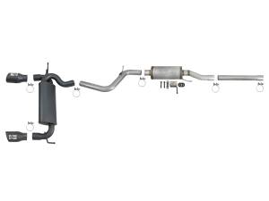 Afe - Advance Flow Engineering - 49-48062-B | AFE Power Rebel Series 2-1/2 IN 409 Stainless Steel Cat-Back Exhaust System w/ Black Tips (2007-2018 Wrangler JK V6-3.6L/3.8L) - Image 2